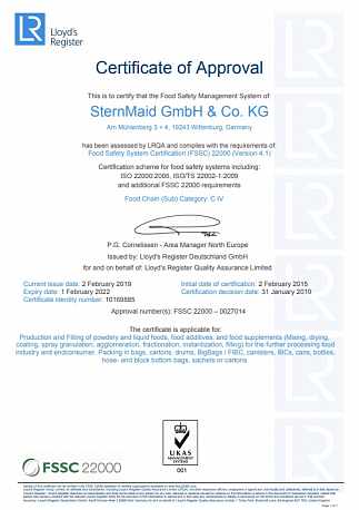 Сертификат соответствия FSSC 22000